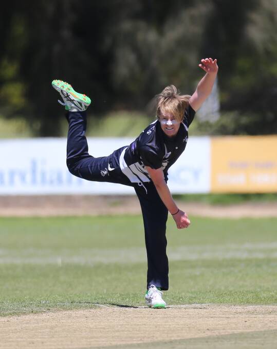 IN THE MOTION: Port Fairy spinner Sydney Ray in full flight. The Pirates are all but guaranteed a place in finals after beating Brierly-Christ Church outright.