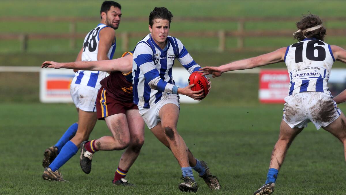 OUTTA HERE: Russells Creek's Liam Antonio breaks away from the pack in his side's loss to South Rovers. Picture: Rob Gunstone