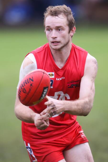 STRAIGHT BACK IN: Dennington defender Luke Moutray has returned from injury to face Allansford. Picture: Morgan Hancock