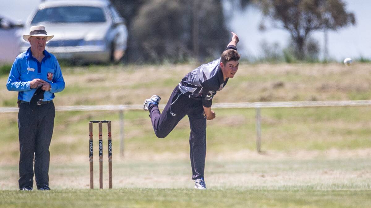 FOCUS: West Warrnambool's Will Templeton bowls the ball. Picture: Christine Ansorge
