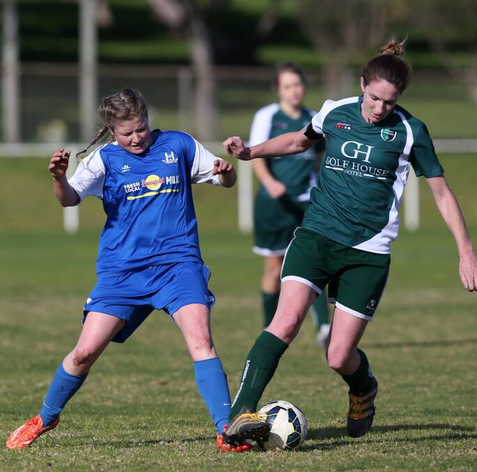 HIGH HOPES: Raya Rantall jostles for front position against Forest. Rangers have a bye this week and will use it to freshen up ahead of a clash with grand final rivals Ballarat North United. Picture: Amy Paton