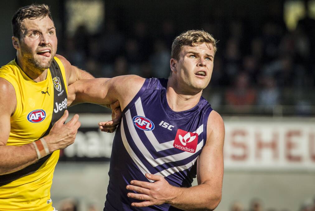STRONG YEAR: Cobden and Geelong Falcons export Sean Darcy suiting up for Fremantle against Richmond earlier this season. Picture: AAP Image