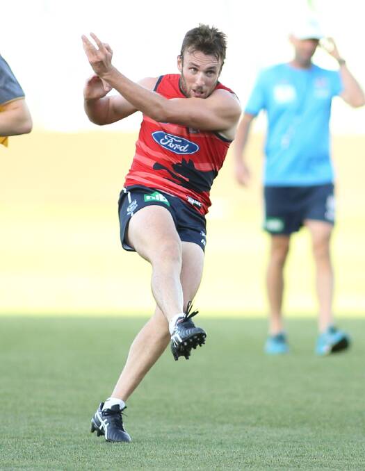 Koroit's Sam Dobson training with Geelong's VFL side. Picture: Arj Giese