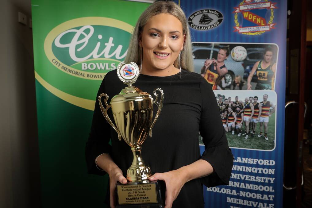 THRILLING WIN: Nirranda's Claudia Dean clinched a one-vote win in the B grade best-and-fairest count on Wednesday night. 