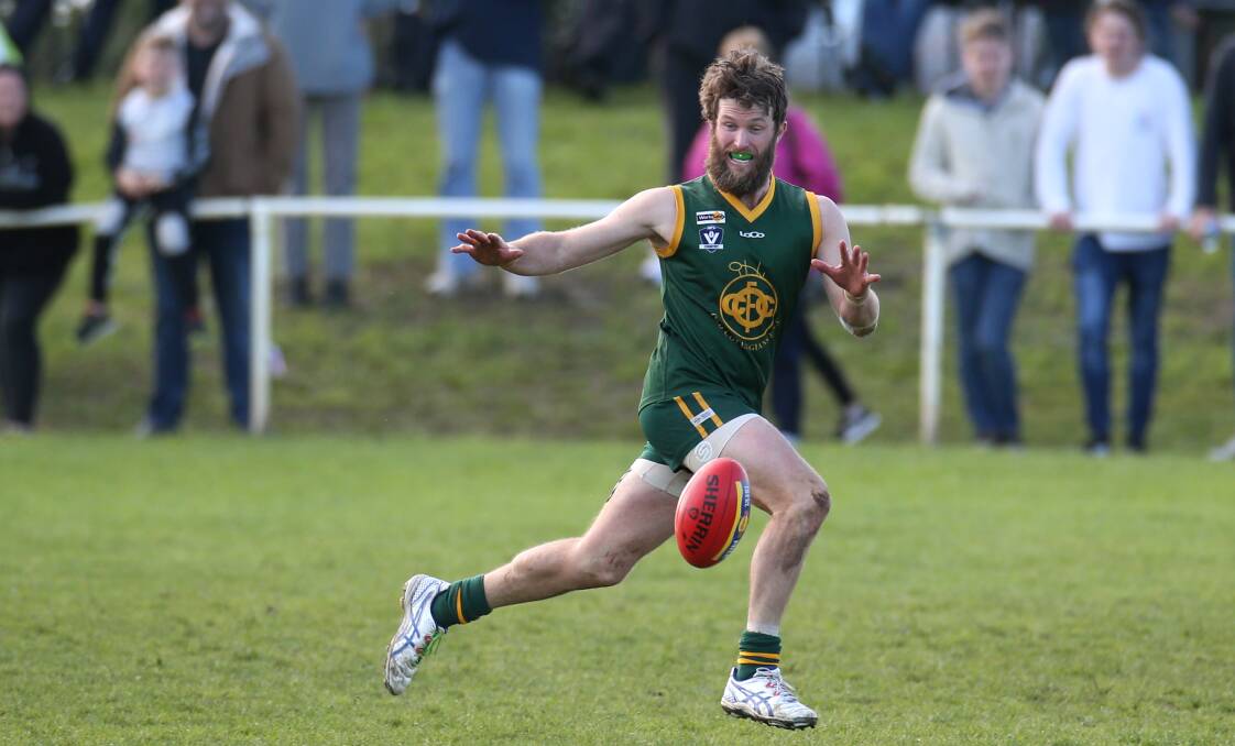 Scott Day tries to control the ball on the run in last year's grand final. Picture: Amy Paton