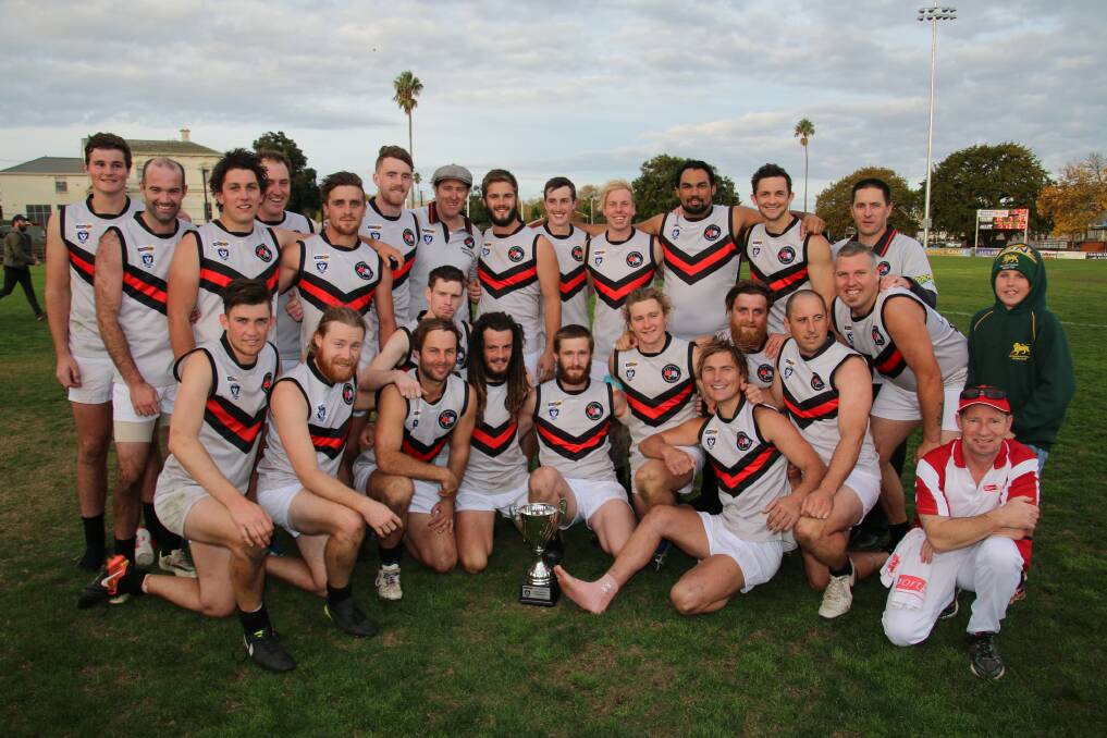 PROUD MOMENT: South West District league players after their interleague victory over the Mininera District league. Picture: Tracey Kruger