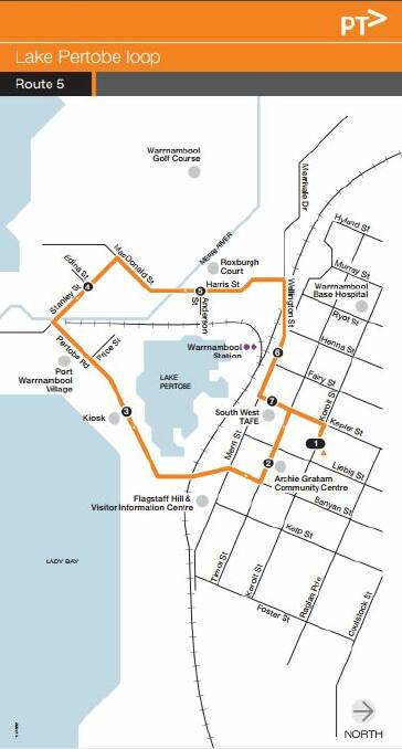 Public Transport Victoria - Warrnambool Bus Route #5 - Lake Pertobe Loop