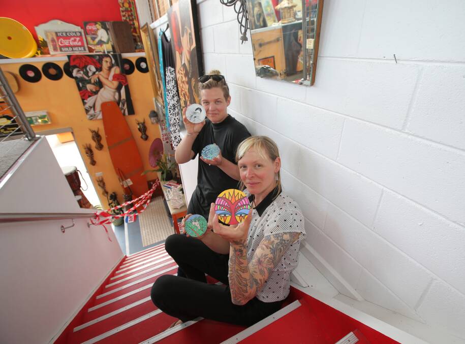 Art Party: Warrnambool artists Bek Barnes and Kate B. Gage are hoping the community will enjoy their newest laneway party. Picture: Vicky Hughson