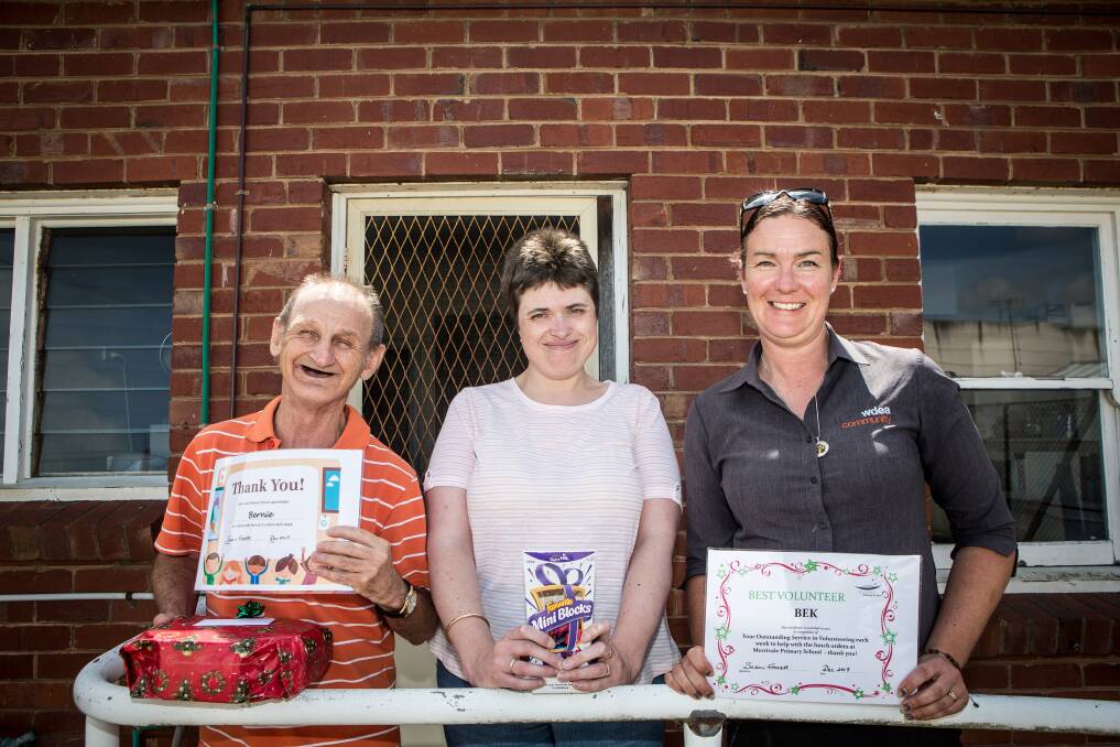 Friday faithfuls: WDEA volunteers Bernie Cornford and Jodie Knights were thanked for years of service at Merrivale Primary School on Monday. Picture: Christine Ansorge.