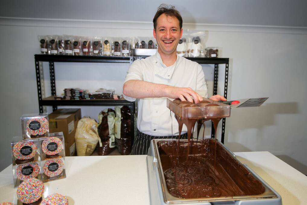 Chocolate: Audley and Hall owner Andrew Hall says while it's harder to work with his product in the heat, he's looking forward to his first summer season in Port Fairy at the end of the year. Picture: Morgan Hancock.