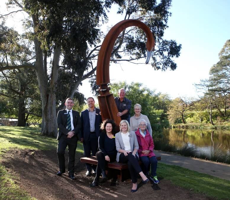 Swan Lake: Members of the Corangamite Shire and Cobden Community Steering Committee launched a new public art project entitled 'Connection' as a prelude to the town's annual Spring Festival. Picture: Amy Paton