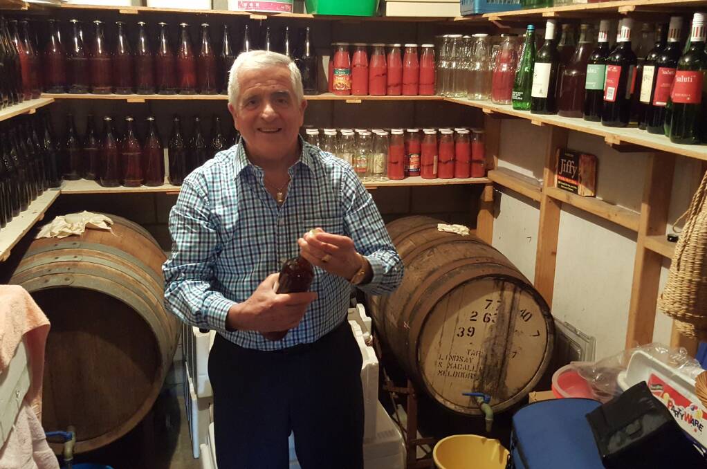 Vintage: Fletcher Jones' long-time tailor, Italian-born Gaetano Remine has been exploring new talents in the production of wine and pasta sauce in his Warrnambool home of 56 years.