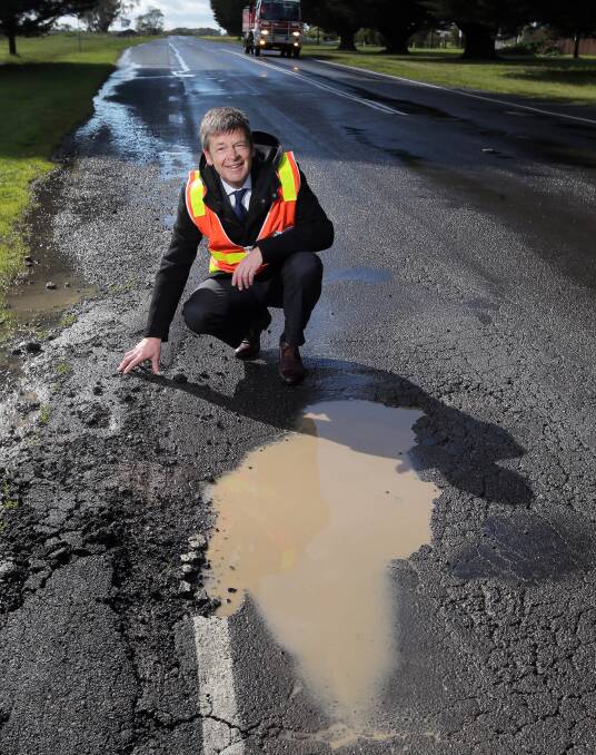 Roads Minister Luke Donnellan on the Hopkins Highway when he announced a $44 million package in August.