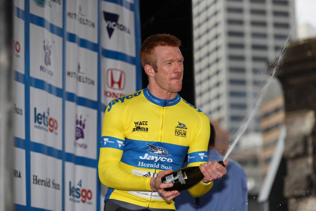 BRIGHT: Ed Clancy will be hard to miss in the yellow General Classification leaders jersey. Picture: Con Chronis