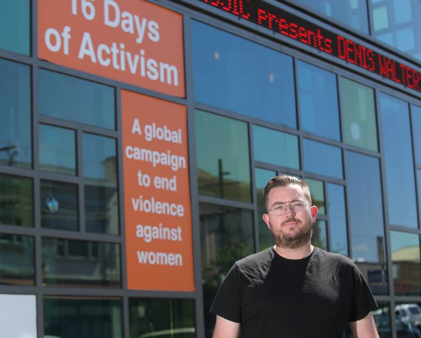 Joining the cause: Lighthouse Theatre manager Mik Frawley says his organisation is displaying signs as part of a period of global activism to challenge violence against women and girls. Picture: Vicky Hughson