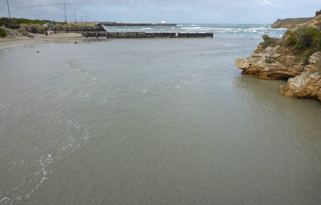 Flow through: a photograph taken by a Glenelg Hopkins Catchment Management Authority representative shows the estuary on Wednesday May 4 at around 1pm.