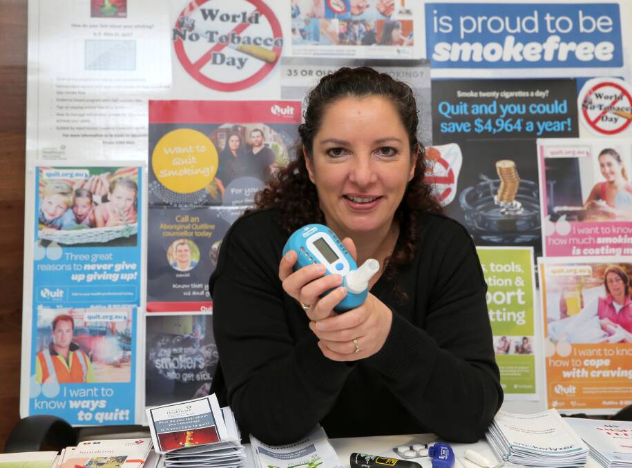 Support: Sarah Irving, South West Healthcare Smoke Free Project worker, with the smokalyser she will be using for testing. Picture: Rob Gunstone