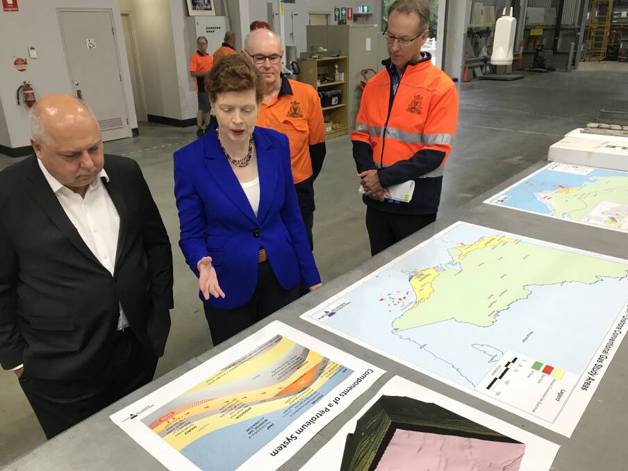 UPDATE: Resources Minister Tim Pallas with Victoria's lead scientist, Dr Amanda Caples. The pair launched an early report from the Victoria Gas Program, based largely in the south-west. Picture: Supplied
