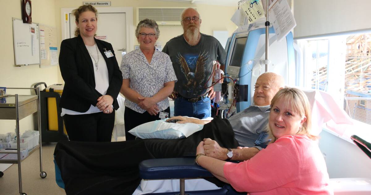 Giving back: Julia Ogdin, Helene McCann, Ian Chislett, John Holmes and Karen Chislett. Mr Holmes has had dialysis treatment at Terang for almost seven years.