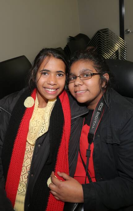 New challenges: Rhaedel Miller Pickett (right), 16, with her younger sister Tallara Pickett, 11, during the NAIDOC Week Community Day talent show. Picture: Vicky Hughson