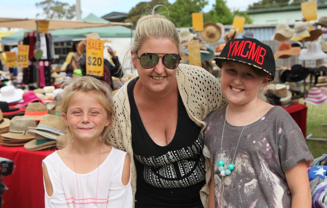 Fun day out: Havanah Farley-Harley, 7, Janelle Dodson, and her daughter Aleisha Hunter, 9, travelled from Portland to enjoy Heywood's festival.