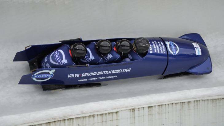 The Volvo bobsleigh at top speed. Photo: Katy Morrison