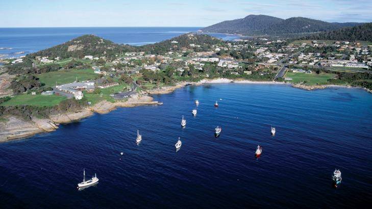 Aerial view of Bicheno, Tasmania.