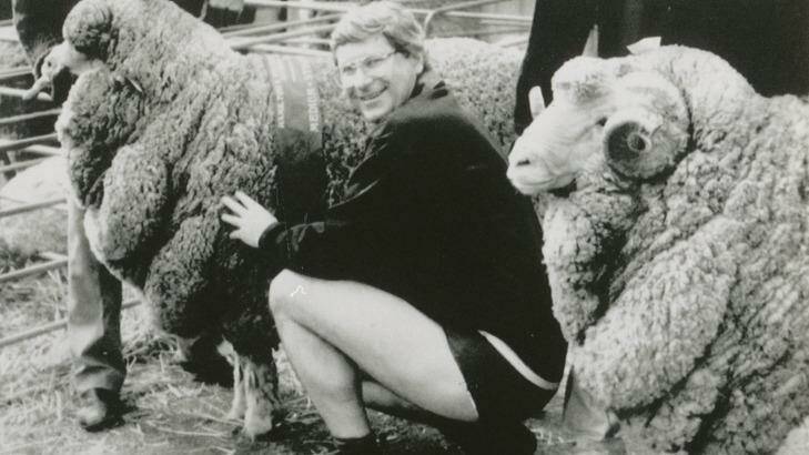 The ultimate Denis Napthine pic opp posing in woolen underpants made by a clothing company from his electorate Photo: Peter Green