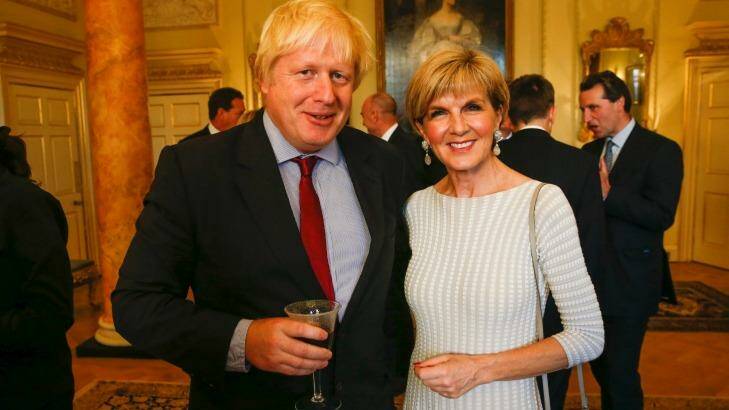 Boris Johnson and Julie Bishop catch up at 10 Downing Street on Thursday. Photo: Australian High Commission