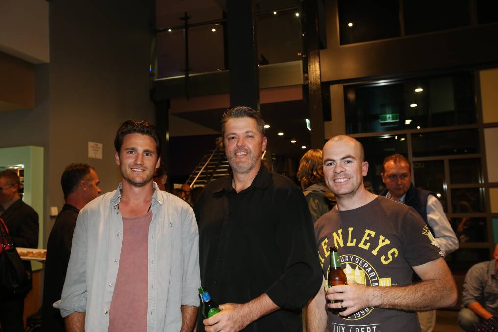 Peoples and Place's. Celebrate the filming of Oddball in Warrnambool. Pictured Jay Corry, Nathan James and Paul Reid. 140528VH36 Picture: VICKY HUGHSON