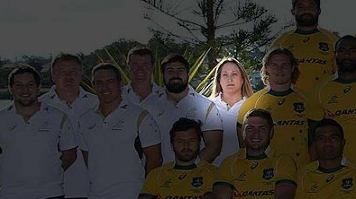 Di Patston in a Wallabies team photo at Manly in June. Photo: Facebook