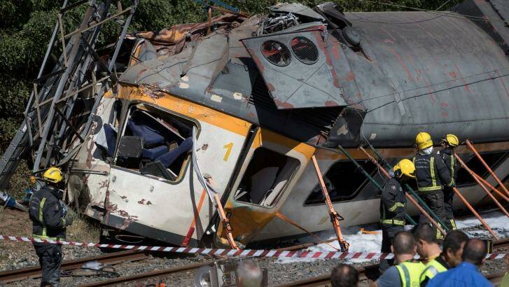 The scene of Friday's train crash in Spain. Photo: Lalo R. Villar/AP