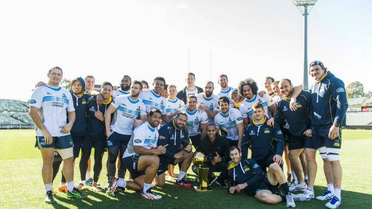 Patty Mills with the Brumbies at Canberra Stadium on Friday. Photo: Rohan Thomson