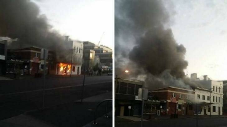 Smoke billows from The Albion Rooftop bar and lounge on the corner of York Street in South Melbourne. Photo: Supplied