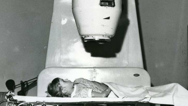A young girl undergoes radiation therapy at the Peter MacCallum Cancer Centre in 1968. Photo: Peter MacCallum Cancer Centre