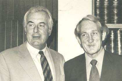 Former prime minister Gough Whitlam with his deputy Tom Uren.