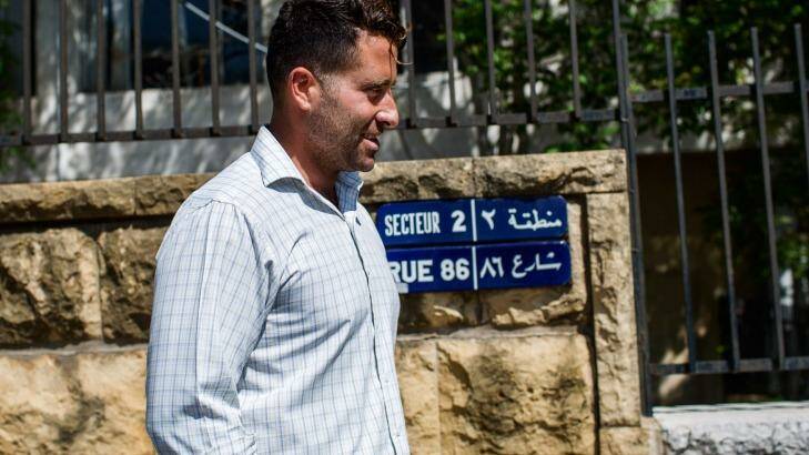 Ali Elamine leaves court on Monday in Beirut. Photo: Diego Ibarra Sanchez