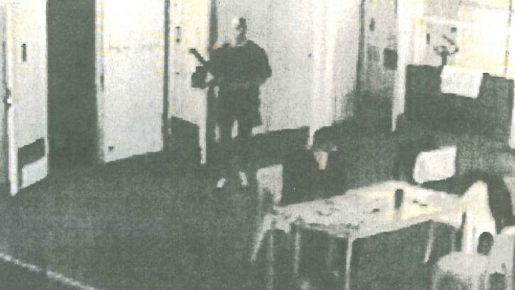 Still from CCTV footage moments before Matthew Johnson kills Carl Williams in Barwon Prison Photo: CCTV