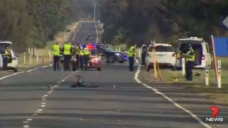 The scene of the hit-run at Toolern Vale. Photo: Courtesy of Seven News.