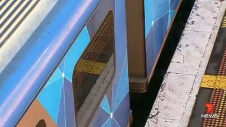 The woman became wedged between the carriage and the platform. Photo: Seven News
