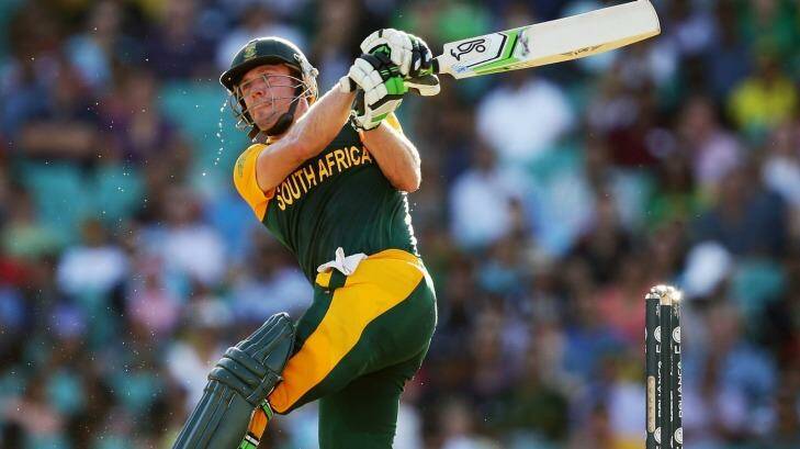 SYDNEY, AUSTRALIA - FEBRUARY 27:  AB de Villiers of South Africa bats during the 2015 ICC Cricket World Cup match between South Africa and the West Indies at Sydney Cricket Ground on February 27, 2015 in Sydney, Australia.  (Photo by Matt King/Getty Images) *** BESTPIX *** Photo: Matt King