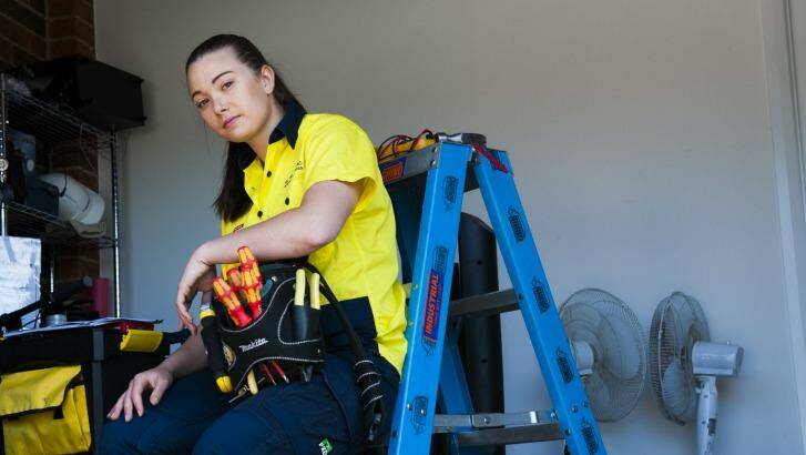 Electrical apprentice Allyce Daley Boorn,23, is disappointed she had a year under a 2 year pilot program for an improved electrical apprenticeship scheme that has not had its funding renewed this financial year Photo: Elesa Kurtz