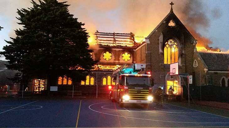 Reader Garry Furlong took this picture of the fire at the historic St James Church. Photo: Garry Furlong
