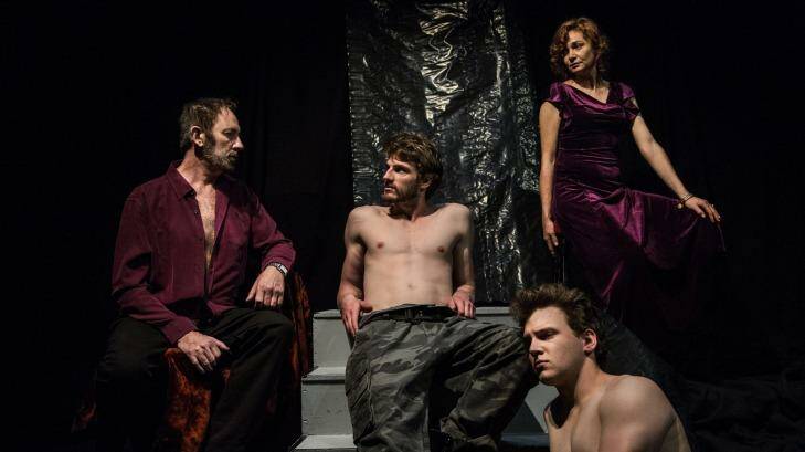 Challenging piece: Nicholas Eadie, Ethan Gibson, James Hughes and Emma Strand in Scandalous Boy.  Photo: Lorna Sim