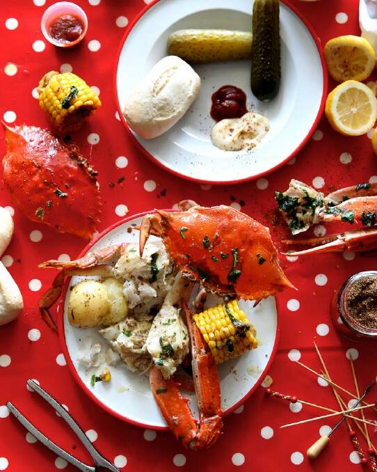 Jill Dupleix's crab boil <a href="http://www.goodfood.com.au/good-food/cook/recipe/crab-boil-20140123-31atb.html"><b>(RECIPE HERE).</b></a> Photo: Edwina Pickles