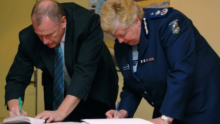 Former Police Association secretary Paul Mullett and former  police chief commissioner Christine Nixon. Photo: Victoria Police