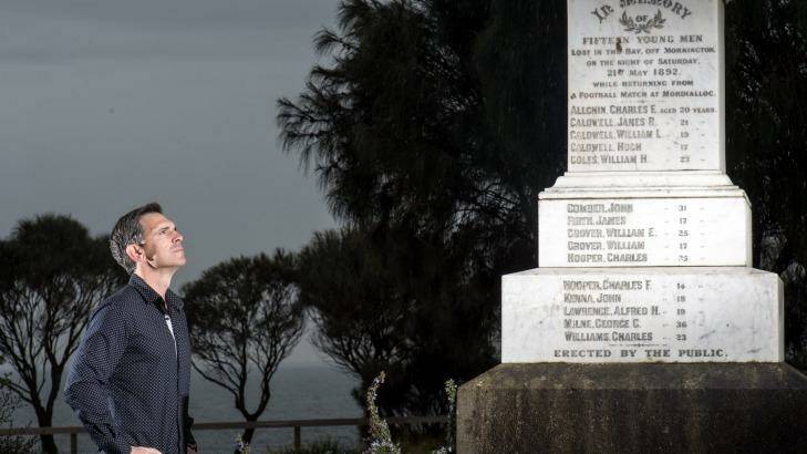 Paul Kennedy at the Mornington monument to the 15 people who drowned.
 Photo: Penny Stephens