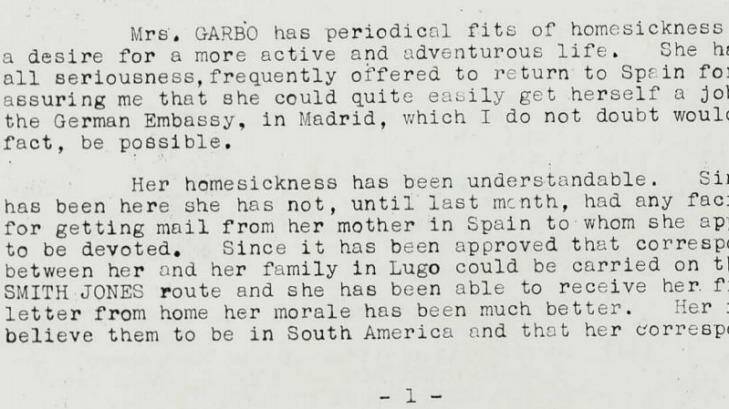 Paragraphs from a declassified MI5 "summary of the Garbo Case" from 1943. Photo: Supplied