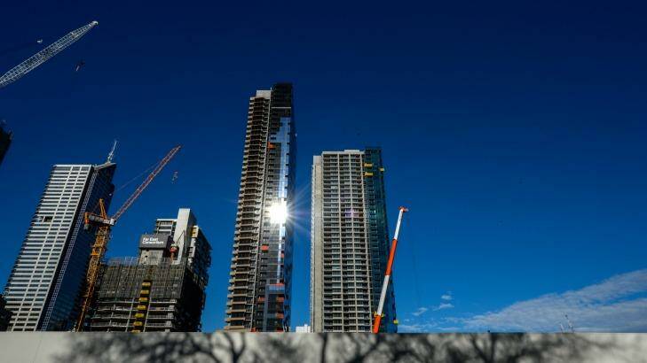 Melbourne is experiencing an unprecedented high-rise apartment construction boom.  Photo: Penny Stephens