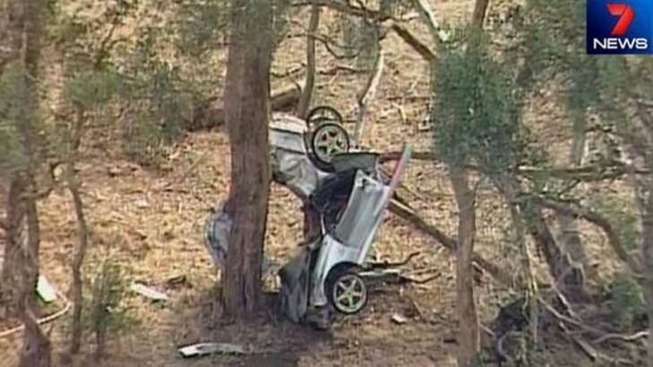 The scene of the crash in Pyalong that killed four people. Photo: Courtesy Channel Seven